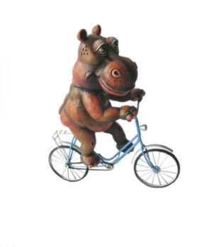 Carlos and Albert Hippo on Bicycle